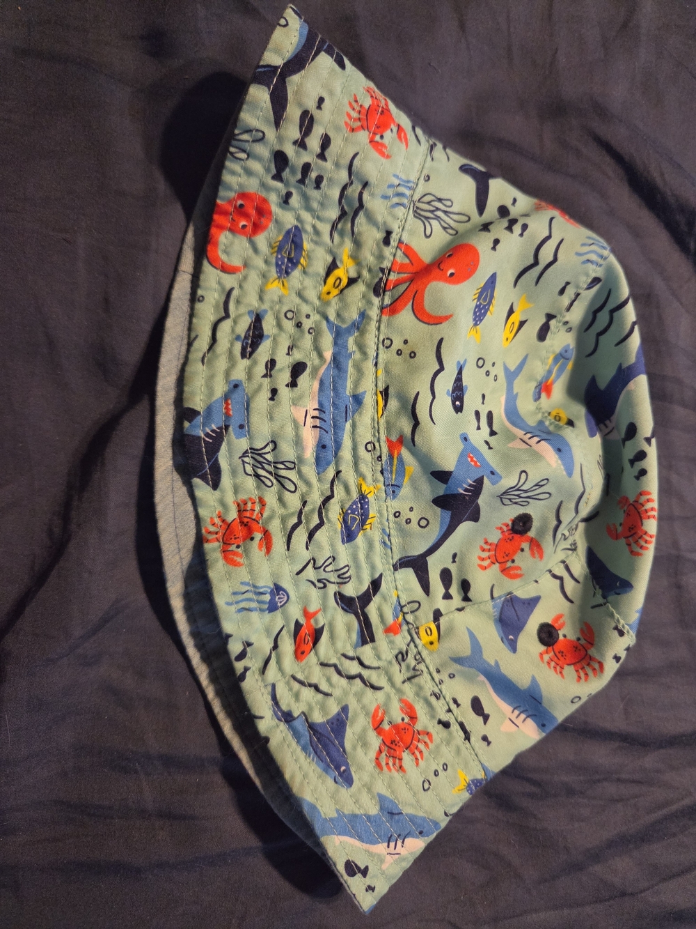Kids Ocean Print Sun Bucket Hat - Green